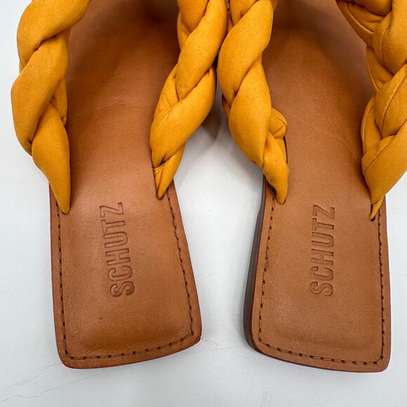 SCHUTZ Evereve New in Box Cicely Braided Flat Sandal in Marigold Yellow // 10 - Picture 7 of 10